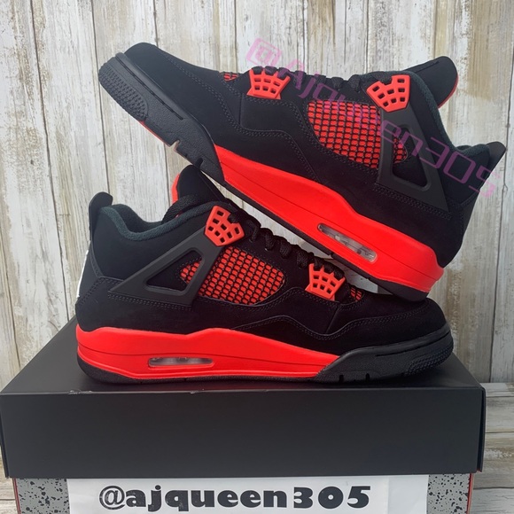 Air Jordan 4 Retro Black Red Men’s - Picture 3 of 6